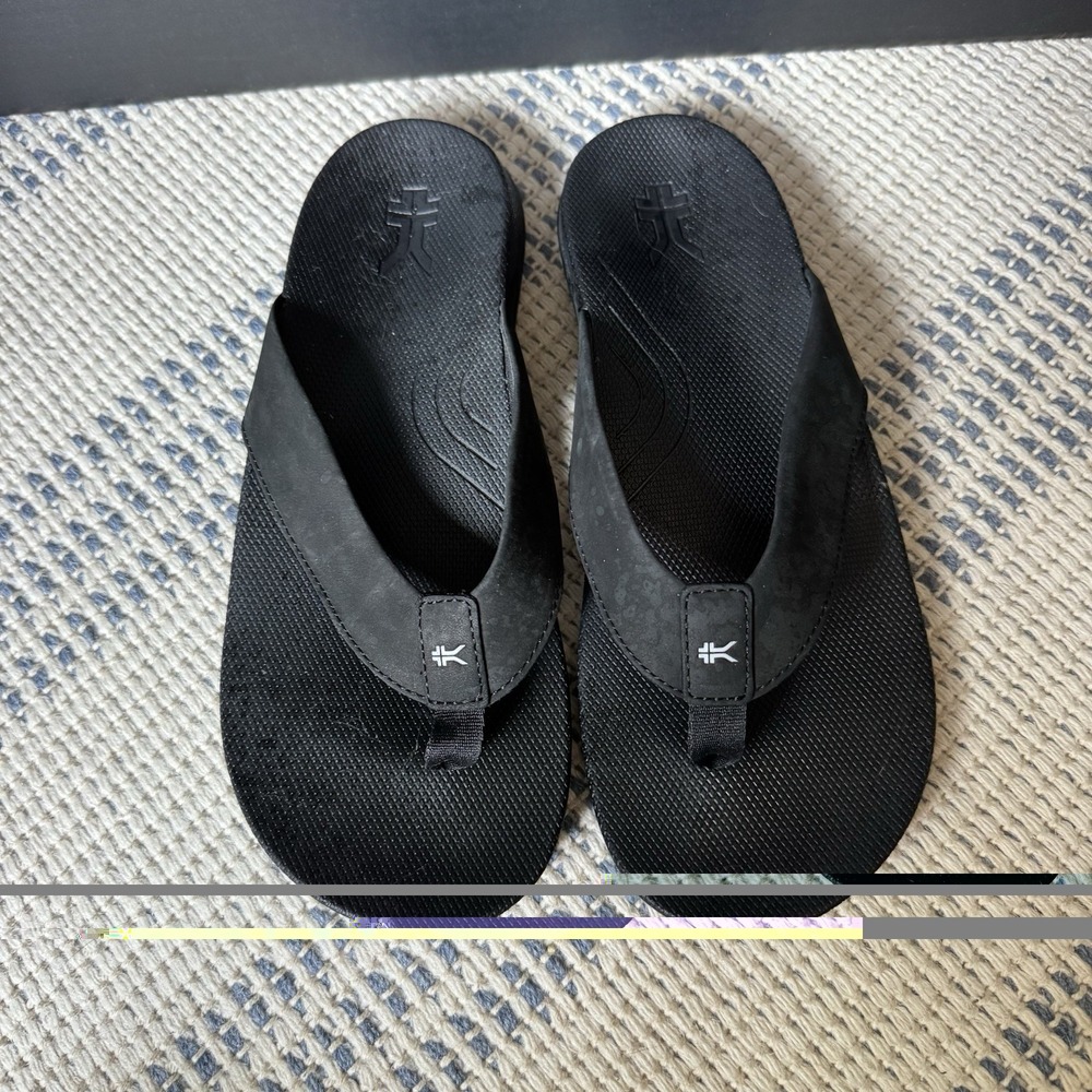 Kuru KALA 2 Womens Thong Sandal Sz 11 Jet Black Rubber Slip On Open & Round Toe